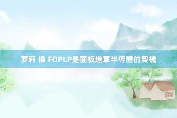 萝莉 操 FOPLP是面板進軍半導體的契機